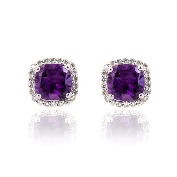 9ct Amethyst Diamond Earrings