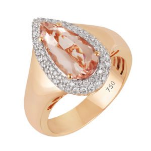 18ct Morganite Diamond Ring