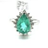 Platinum Pear Shaped Emerald Diamond Ring - Image 2
