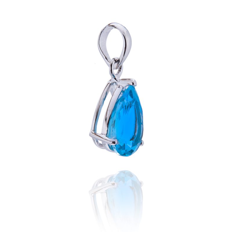 Swiss Blue Topaz Silver Pendant - Image 3