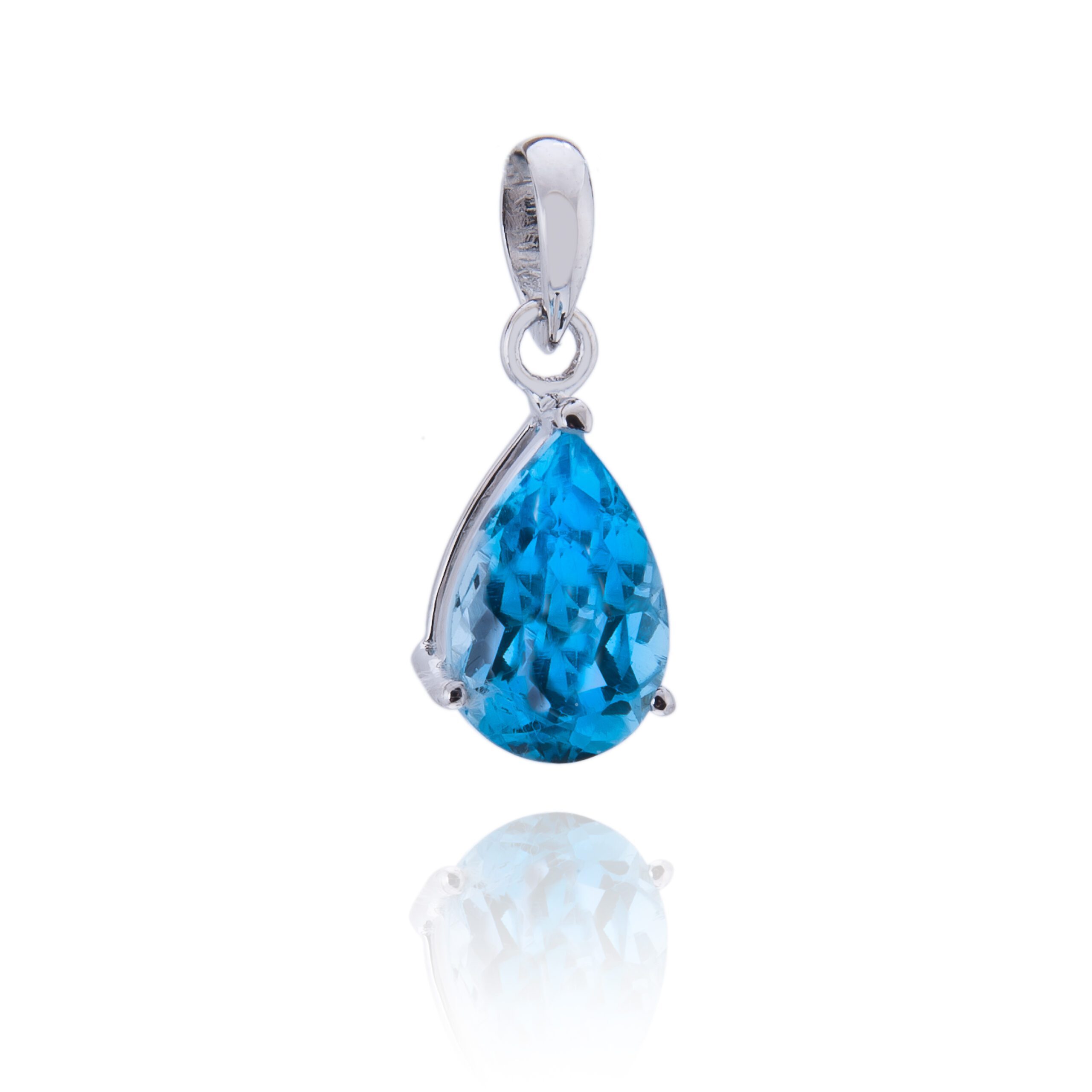 Swiss Blue Topaz Silver Pendant